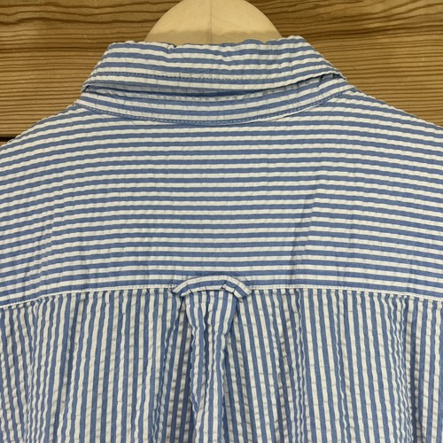 Saddlebred Shirt XXL Blue White Striped Seersucker SS Button Up Preppy Golf B1 - Picture 9 of 9