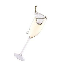 Glass Champagne Glass Ornament D3239 w