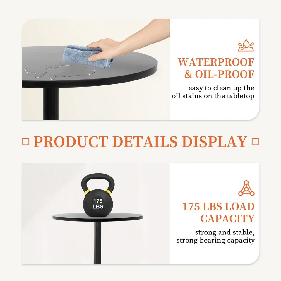 酒吧桌 40 英寸圆桌高度顶级酒吧桌鸡尾酒桌家用,2 件套 — 第 3/4 张图片