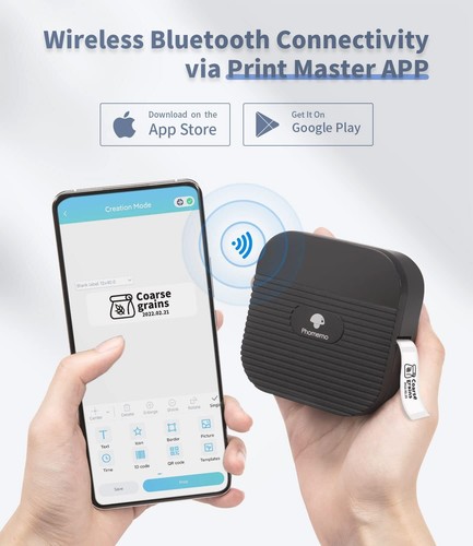 Bluetooth Etikettendrucker Thermodrucker Drahtlos Mini Aufkleber Drucker Tragbar - Bild 2 von 7