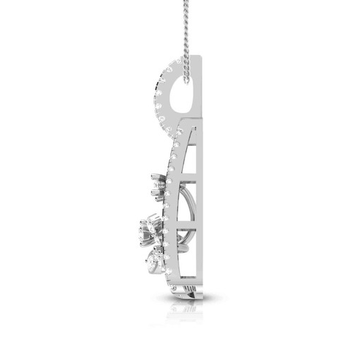 White Gold 14kt White Natural Diamond Officewear Pendant White Necklace for girl - Picture 4 of 6