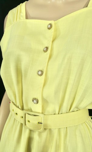 Vintage 70s California Looks Yellow A Line Sun Dress W Jacket M - Picture 4 of 8