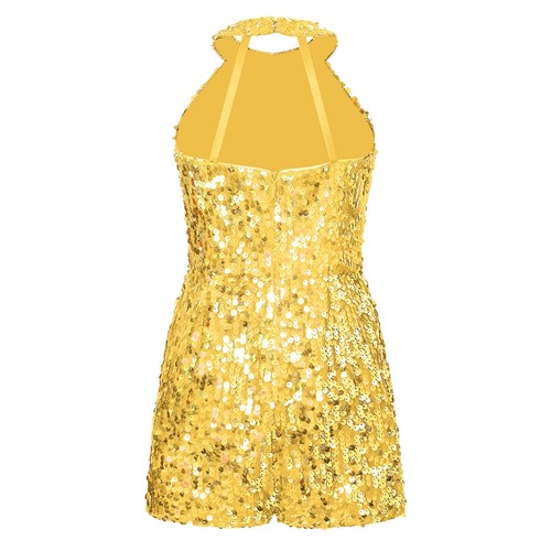Kids Romper Girls Allover Sequin Pageant Halter Neck Strapy Back Jumpsuit - Picture 19 of 118