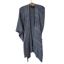 Lane Bryant Belted Poncho Sweater Blue Long Open Front Marled NEW Womens OS