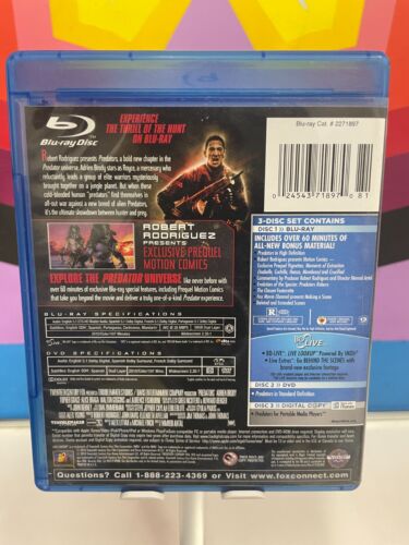 Predators (Blu-ray/DVD,DIGITAL 2010, 3-Disc Set) Adrien Brody - Picture 2 of 2