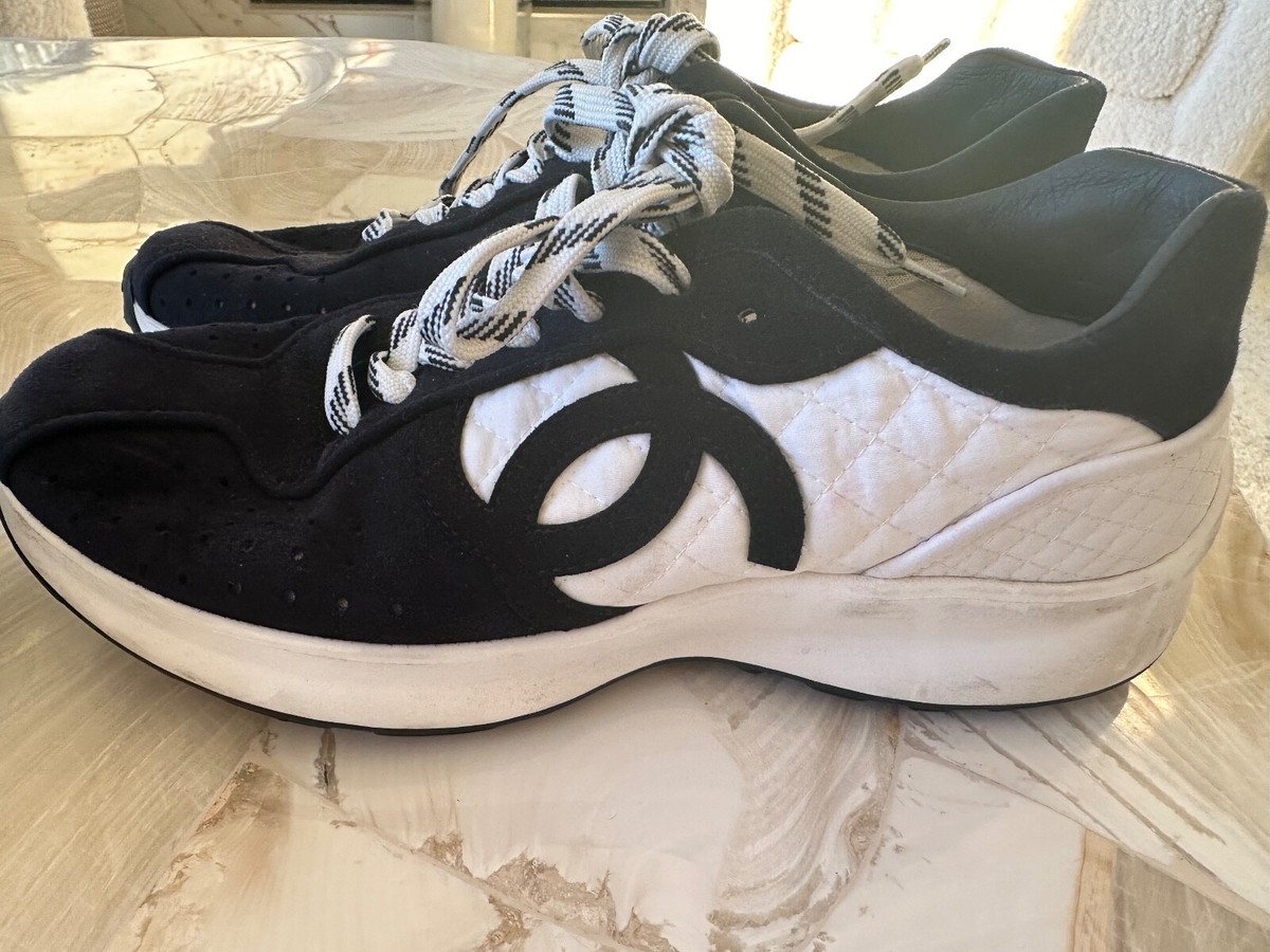 CHANEL TENNIS SHOES Navy with matching CHANEL BUCKET HAT!! | eBay