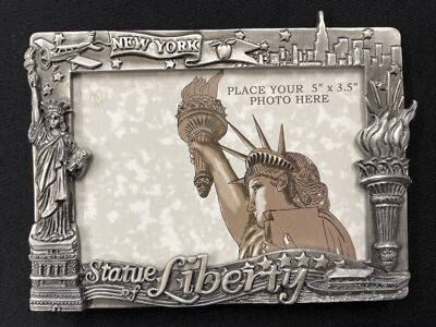 Brand New New York Statue of Liberty cast metal frame for 5''x3.5'' photo