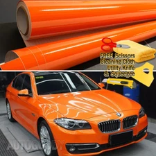 72" x 60" Super Gloss Orange Vinyl Film Wrap Sticker Air Bubble Free 6ft x 5ft