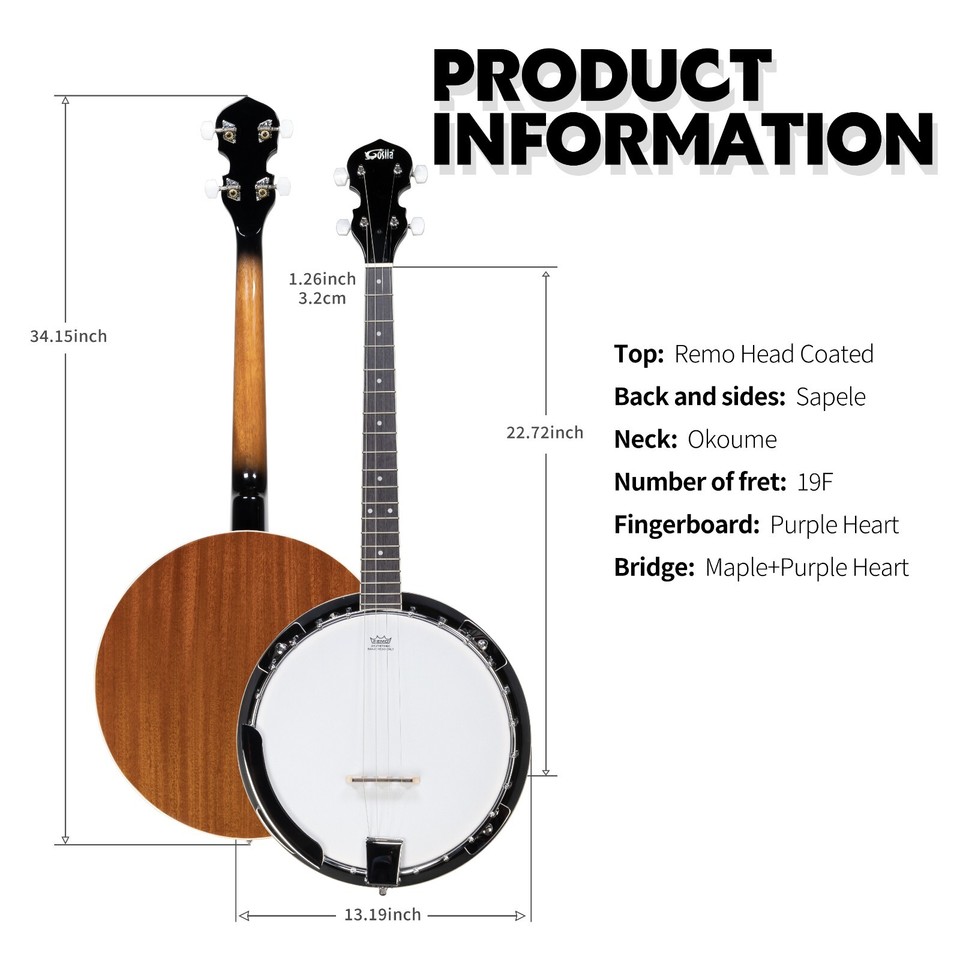 4 String Banjo Sapele Body Material Sapele Back Material | eBay