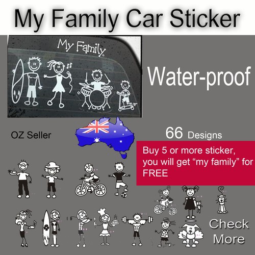 My Family Waterproof Stickers Stick Figure Family Decal Car Window Stickers
