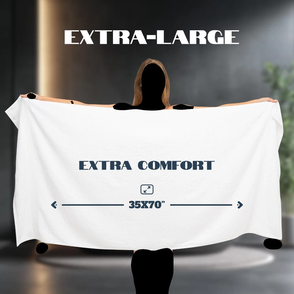 Toallas Sábanas de Baño de Lujo Toallas Extra Grandes 35x70 Pulgadas Paquete de 2, Altamente Absorbentes Foto 3 de 4