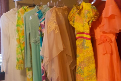 Vintage 7 Dresses Lot 60s 70s Maxi Disco Mod Bohem