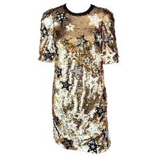 Dolce & Gabbana F/W 2011 Runway Unworn Embellished Star Sequined Gold Mini Dress