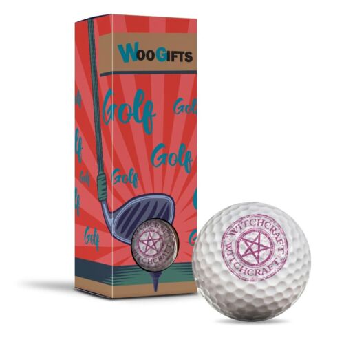 3x Golf Balls Pink Witchcraft Pagan Symbol Witch Golfing - Picture 1 of 1