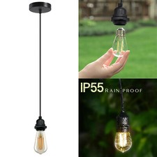 Modern Black Pendant Holder Ceiling Rose E27 Light Bare Bulb Lamp Fitting Kit UK