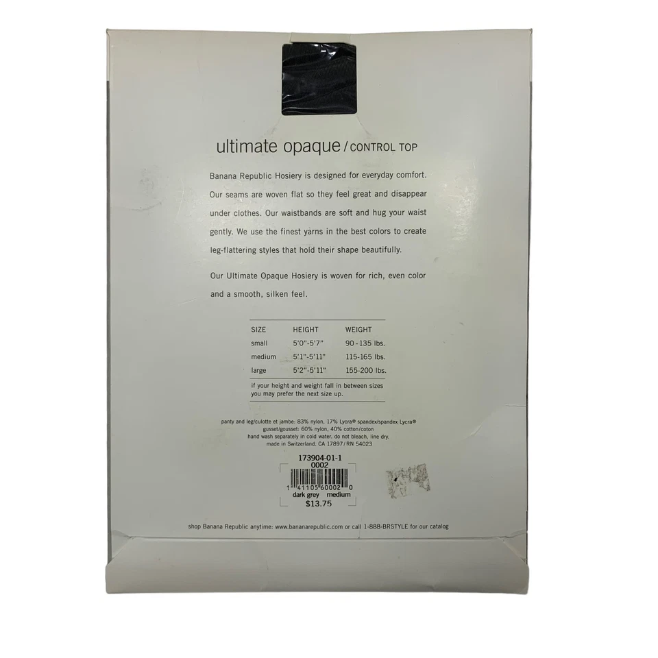NUEVAS Medias Top Banana Republic Gris Oscuro Ultimate Control Opaco Talla Mediana Foto 2 de 2