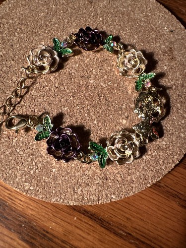Love This Elegant Purple, Pink And Gold Floral Bracelet - Picture 4 of 7