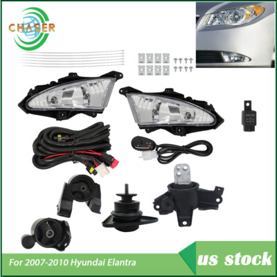 4pcs Engine Motor Mount For 2007-2010 Hyundai Elantra Fog Light Right&Left Clear