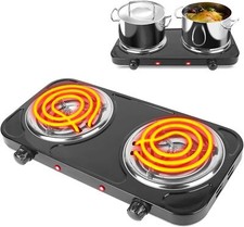 Hot Plate Double Burner 2000W Portable Electric Stove w/5 Adjustable Temperature