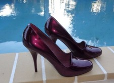 MIU MIU PRADA REDISH PURPLE MIRROR FINISH PATENT LEATHER CLASSIC PUMPS Sz 39M