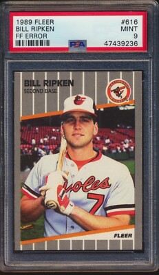 SUPER DARK COLOR FRONT Double Stamped Back 1989 Fleer Bill Ripken
