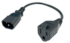 1-FT IEC320 C14 Male To 3-Prong NEMA 5-15 Outlet Female Power Cord Adapter