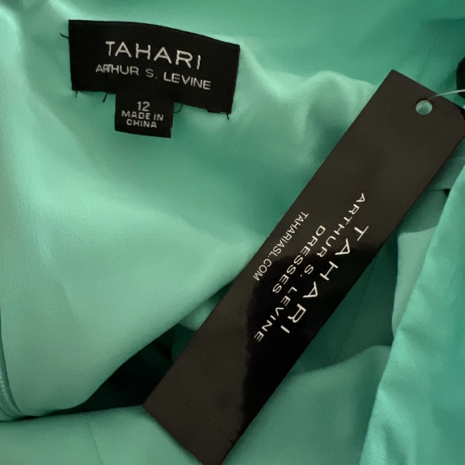 Vestido TAHARI ASL Turquesa Plisado en Niveles Elastizado Algodón Popelina Atado Atrás Cinturón 12 Foto 3 de 4