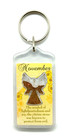 Vintage November Birthday Citrine Stone Birthstone Angel Keychain Keyring — photo 1