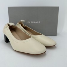 Everlane The Italian Leather Day Heel in Bone 6 Women's Elastic Back Comfort euc