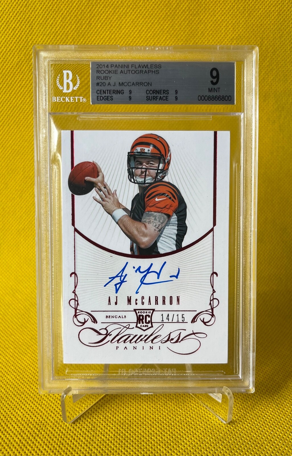 AJ McCarron Panini Flawless Rookie Autographs #20 Ruby