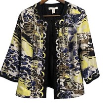 Chico s Artisan Jacket Sequins Colorful Abstract Women s Size 1 Medium