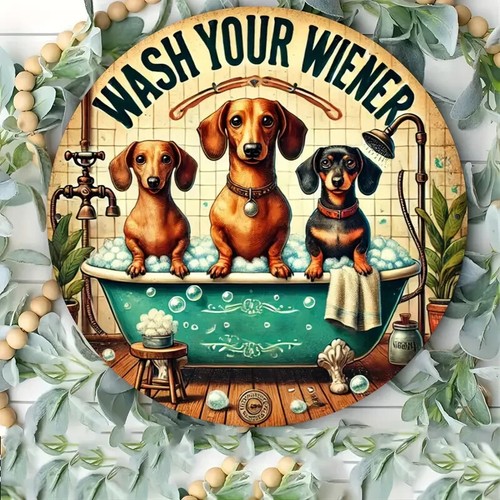 Dachshund Wash Your Wiener ~ Funny Humorous ~ Metal Tin Sign Wall Art R158