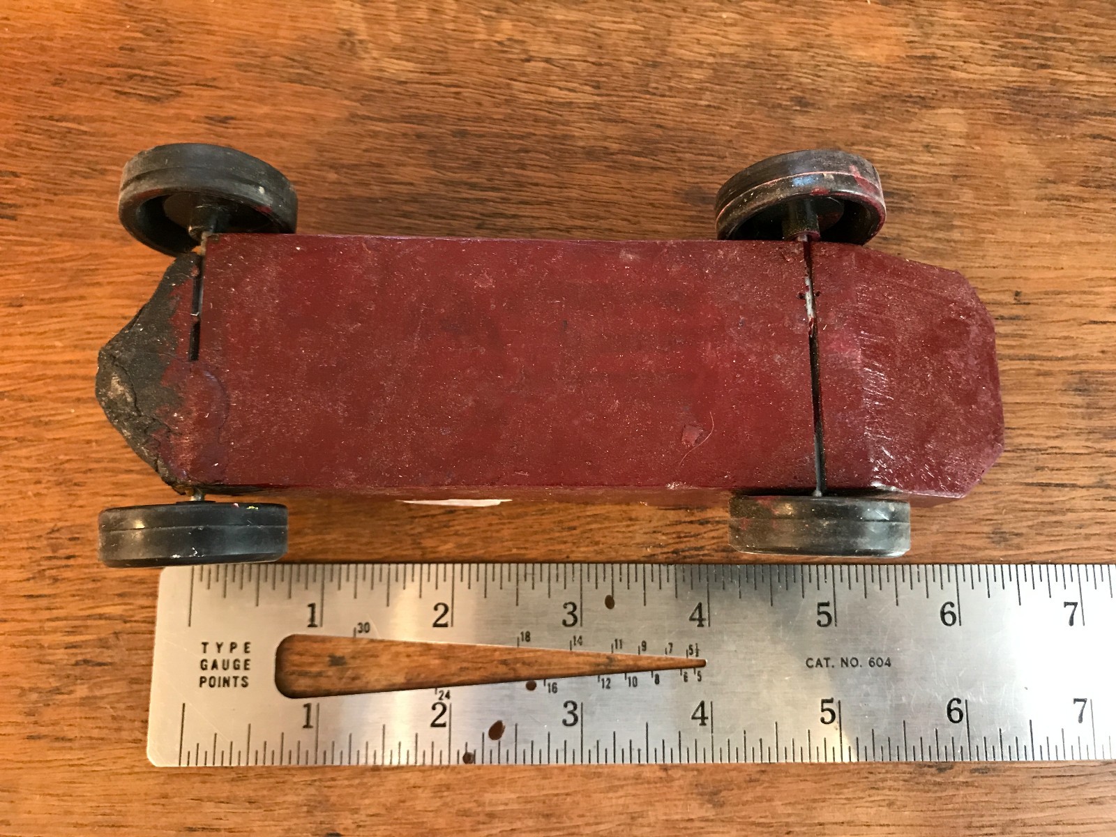  Pinewood Derby Race Car Vtg 1970s Folk Art Hand Made Cub Scouts BSA (HD10)