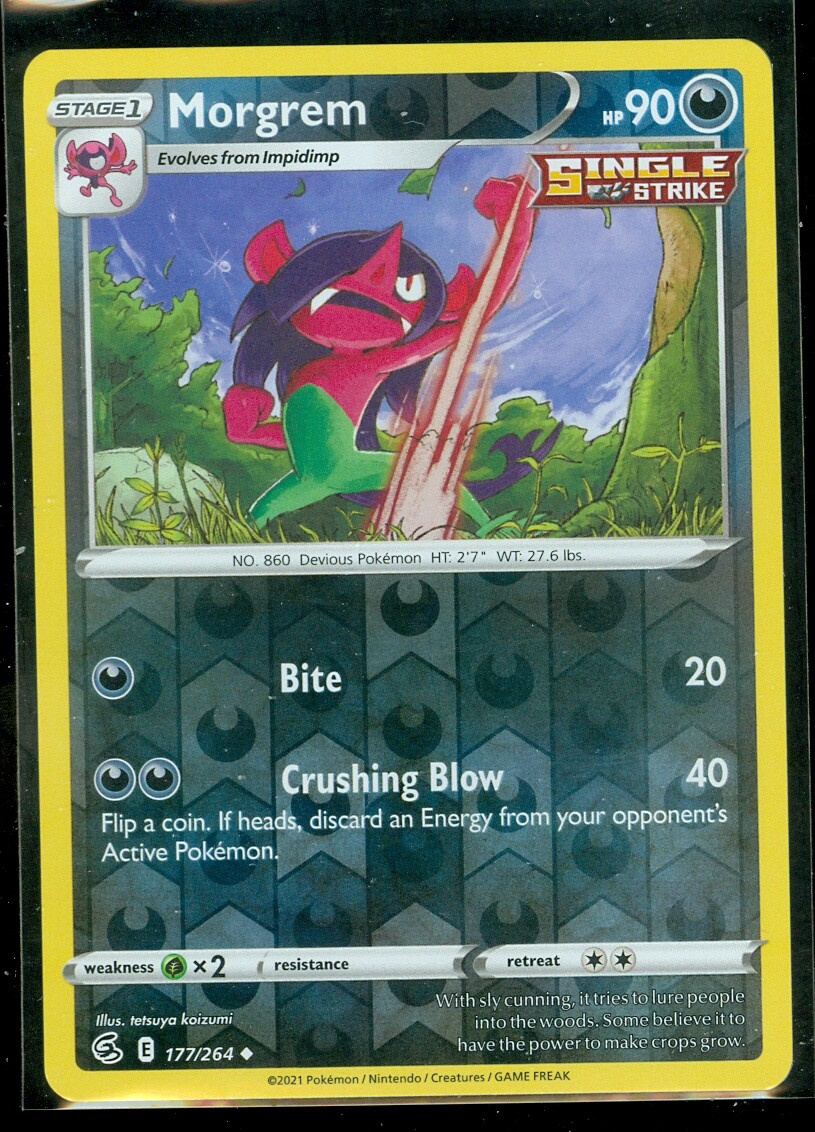 morgrem pokemon card value Pokemon MORGREM 177/264 Fusion Strike - Rev Holo