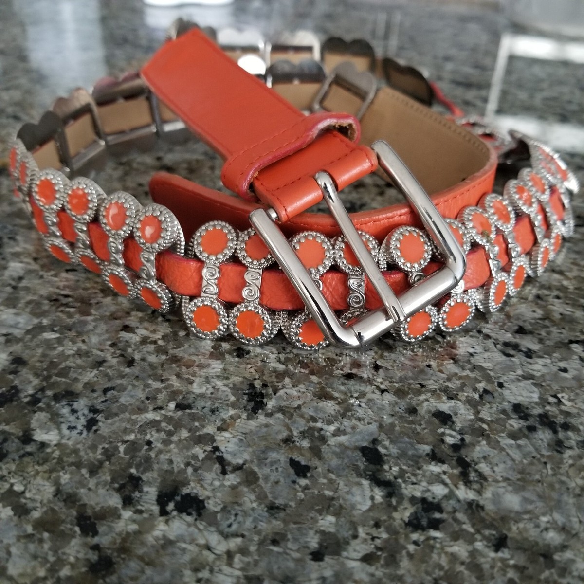 Vintage Rare Berge Orange Genuine Italian Leather And Metal  display picture 3
