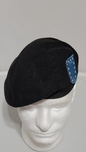 US Army Beret Size: (7 ) Black Wool Military Cap #72v - Picture 5 of 7