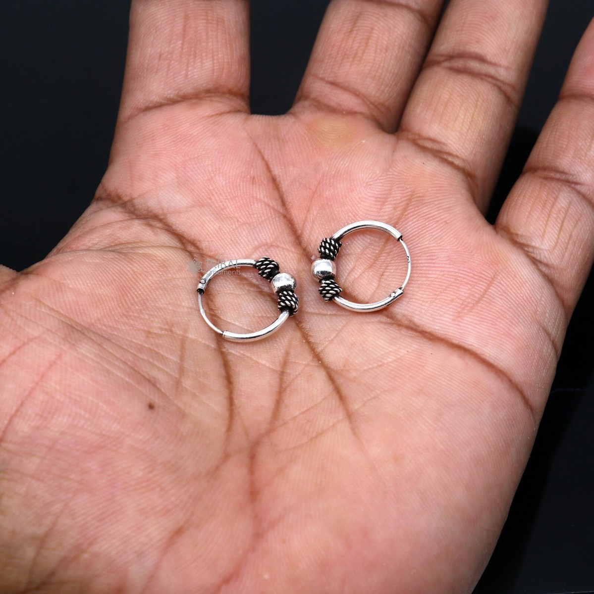 925 sterling silver fabulous vintage plain design hoops earrings