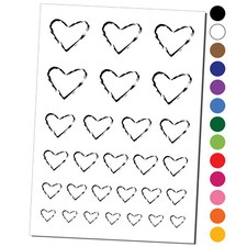 Heart Love Sketch Outline Temporary Tattoo Water Resistant Set
