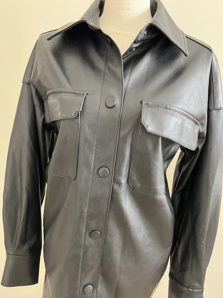 Chaqueta H&M de cuero vegano negro manga larga para mujer talla XS/S Foto 3 de 3