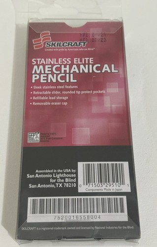 Skilcraft Stainless Elite 3 Pack Mechanical Pencils .5mm New In Box - 第 2/2 張圖片