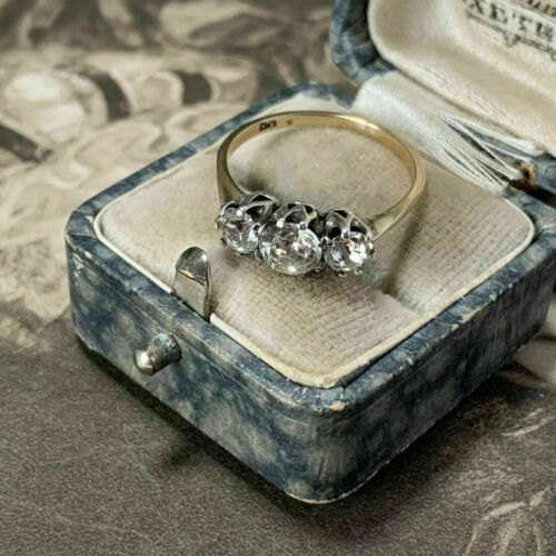 Three Stone 2.50 Ct Round Diamond Engagement Ring 14K Yellow Gold Finish Size P - Picture 6 of 8