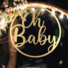 Custom Oh Baby Name Acrylic Round Hoop Sign