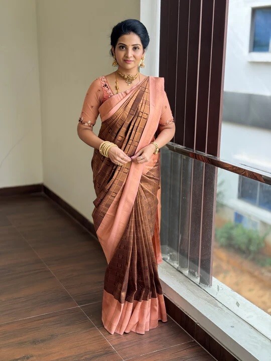 Indian Damen Khadi Baumwolle Saree Mit Aufgetrennt Bluse Festlich Partykleidung
