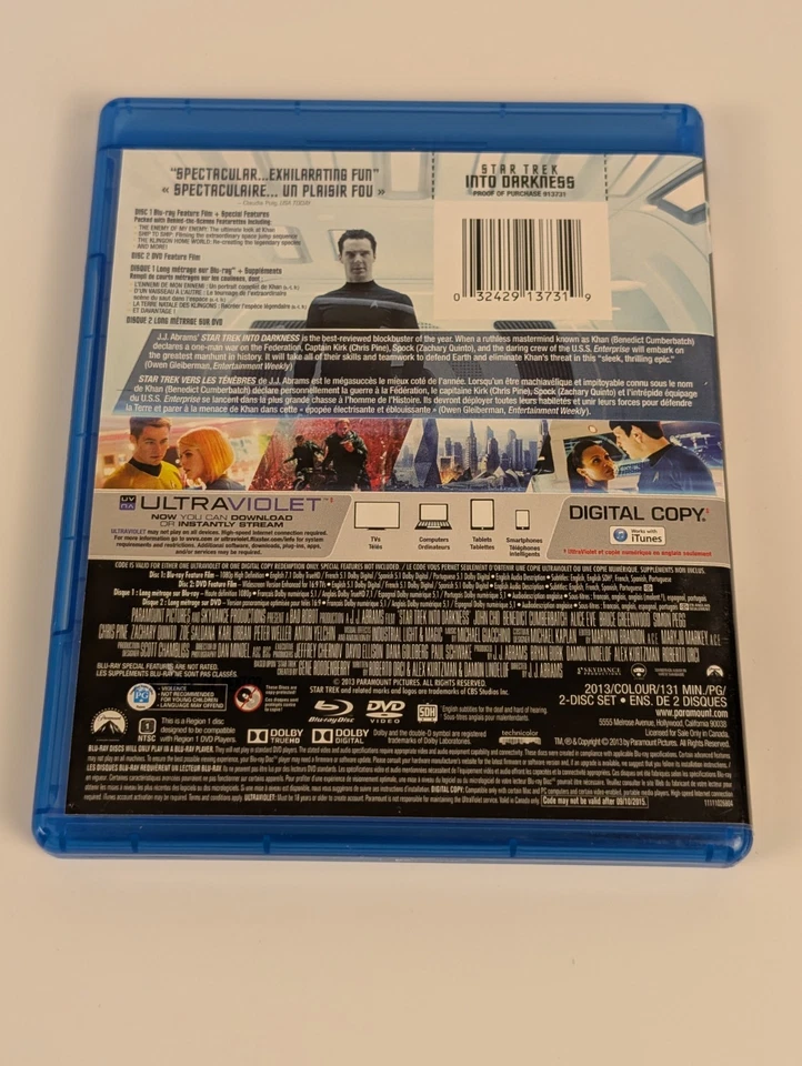 Star Trek: Into Darkness (Blu-ray DVD, 2013)🎥Movie Tested and Working- Nice📀! - Image 2 of 4