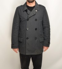 Men's Boden Grey Wax Pea Coat Jacket x British Milleran Size Large
