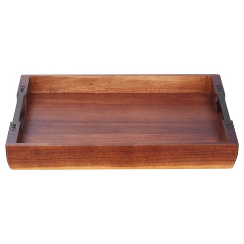 Serving Tray 17x12.2 Inch Acacia Food Serving Table Laptop Desk with Handles - Picture 12 of 12