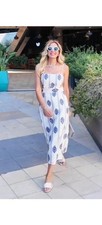 ZARA NEW WOMAN FW25 CUT OUT EMBROIDERED MIDI DRESS S,L Ecru / Blue 3376/929 NWT