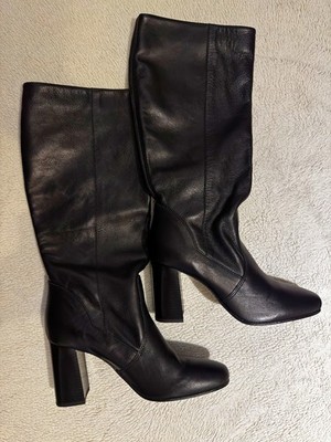 Damen Lederstiefel Echtleder Gr 40 schwarz - nur einmal in der Wohnung getragen