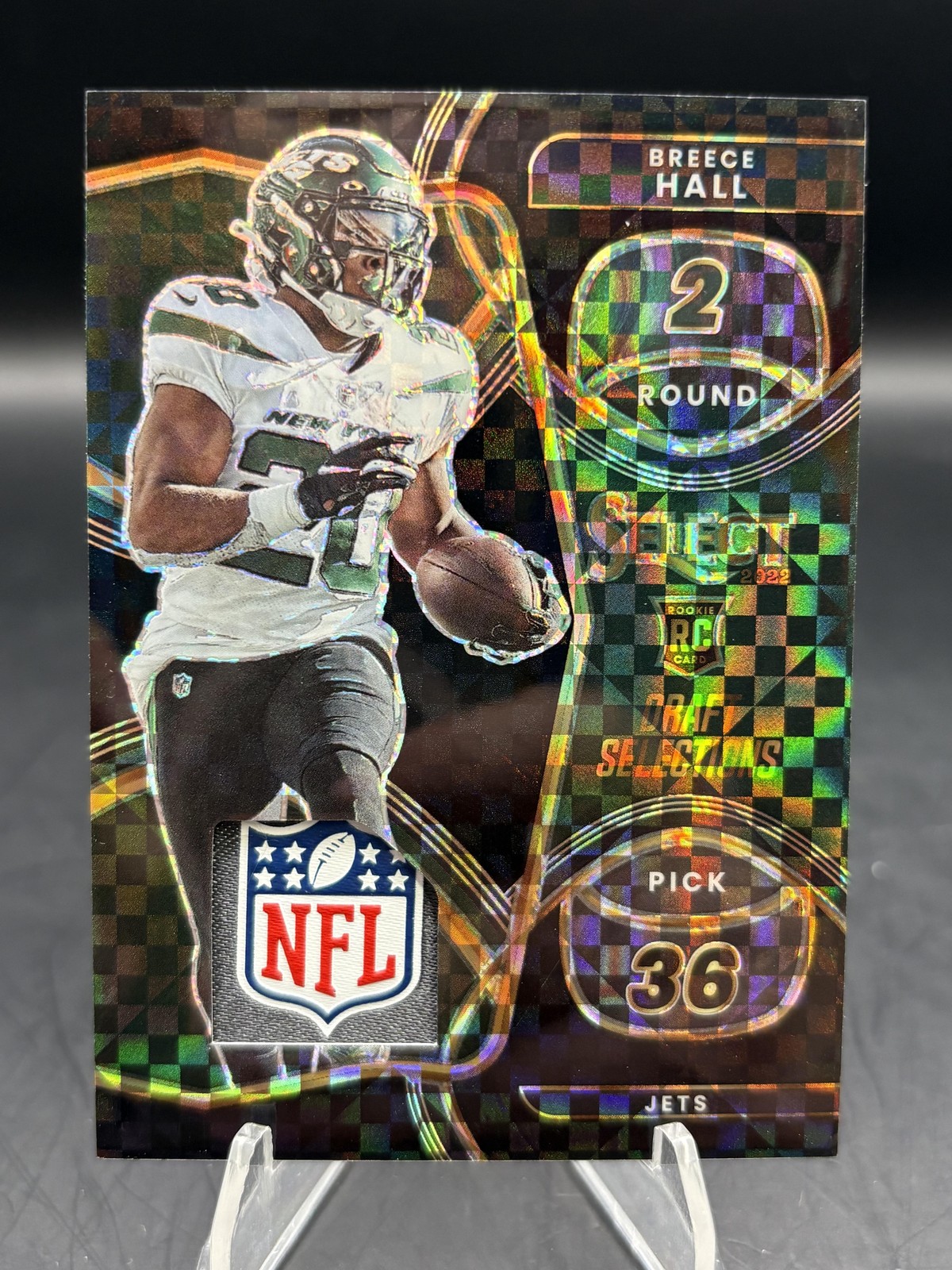 2022 Panini Select Breece Hall Draft Selections Memorabilia Black Prizm #/1