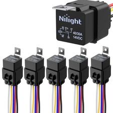Nilight 5 Pack Waterproof Relay and Harness 5 Relay, 30A-5PC
